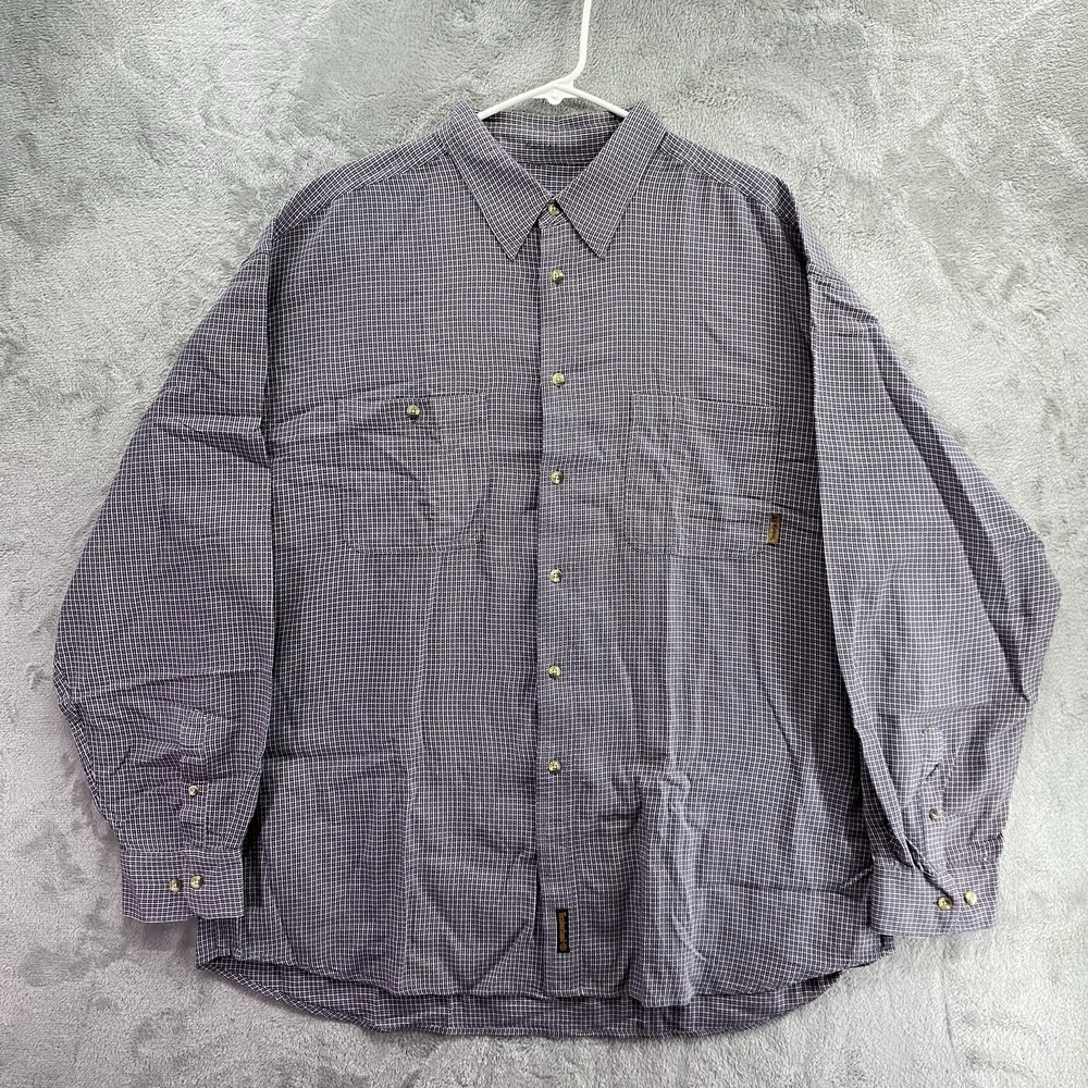 Timberland Mens Casual Button Down Shirt XL Purple Checked Long Sleeve Regular